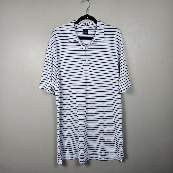 Dunning Golf Other - Dunning Golf Mens XL Polo Short Sleeve Performance Stretch Striped Blue‎ Navy